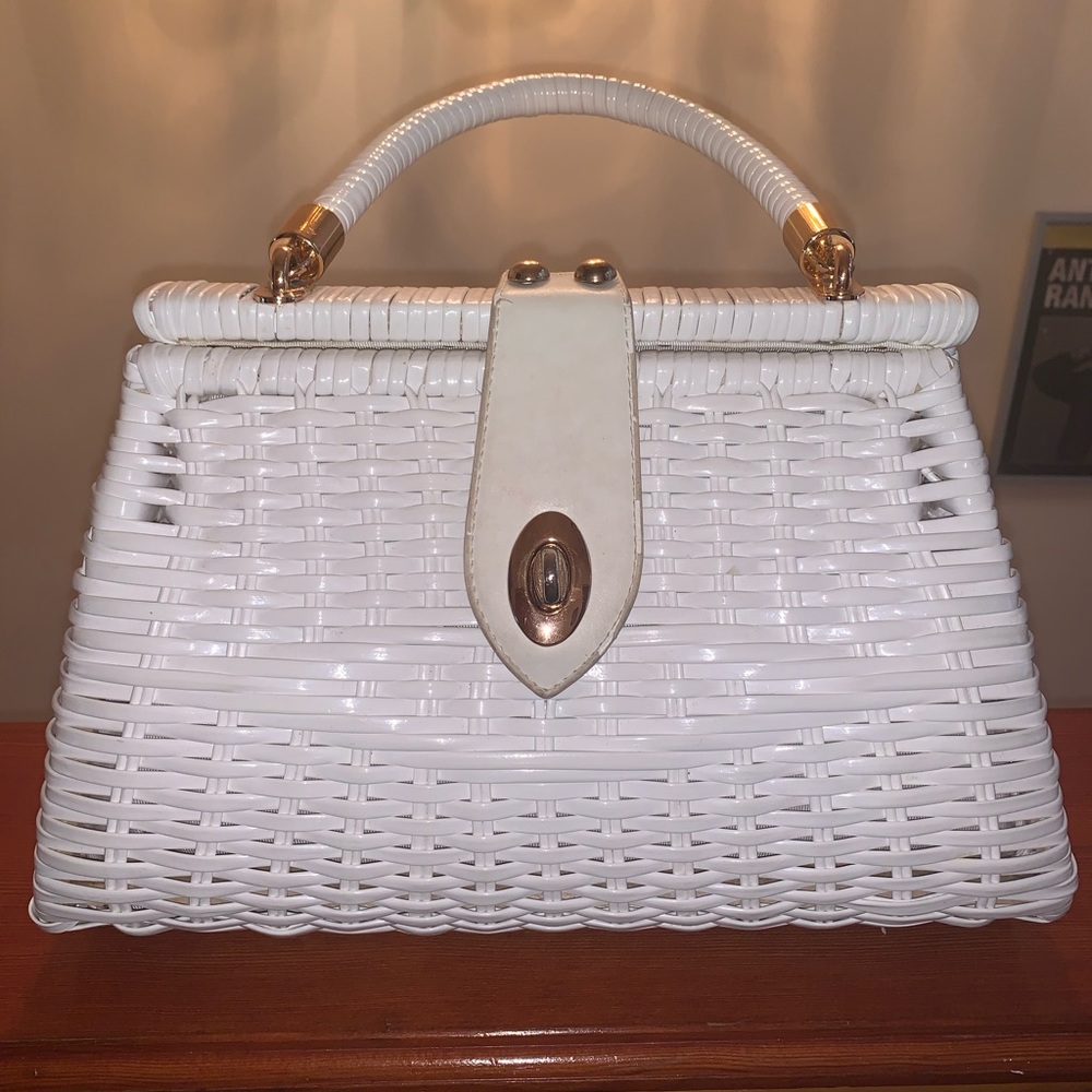 Pinup Girl Clothing White Wicker Bag